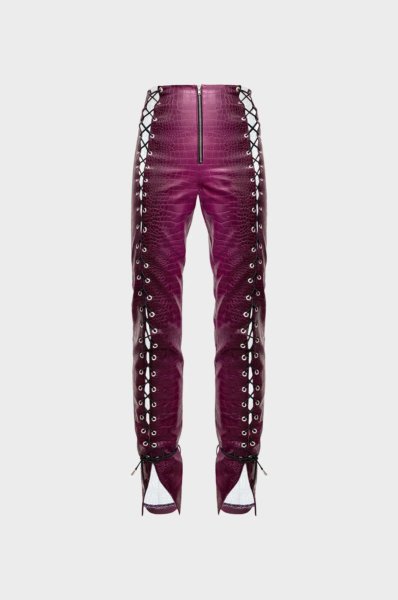 Leo - Angel Vegan Croco Leather Pant with Lacing