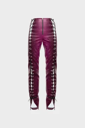 Leo - Angel Vegan Croco Leather Pant with Lacing