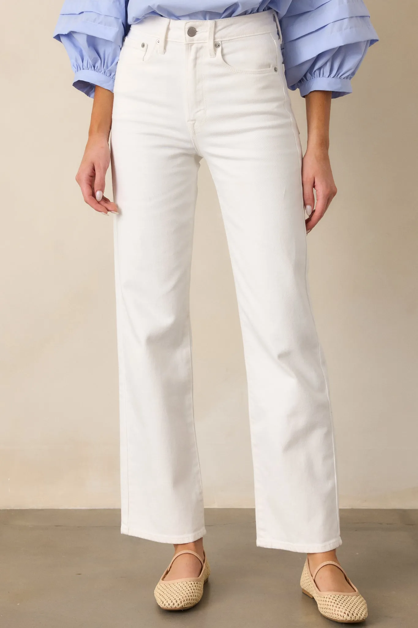 Limitless Time White Straight Leg Jeans