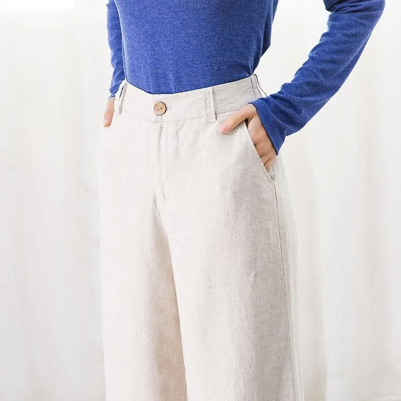 Linen Pants With Straight Cut