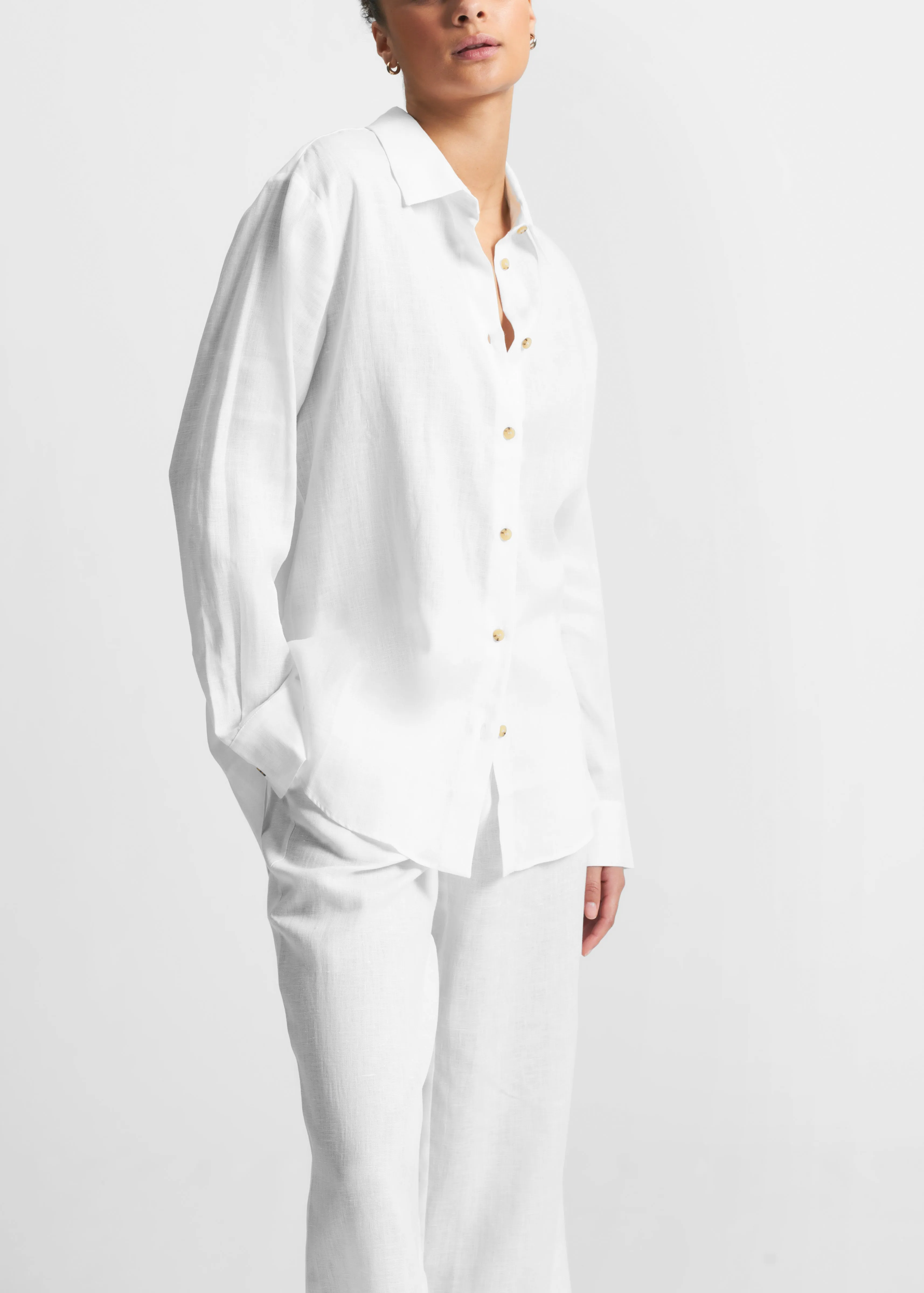 London Pyjama Top White Organic Linen