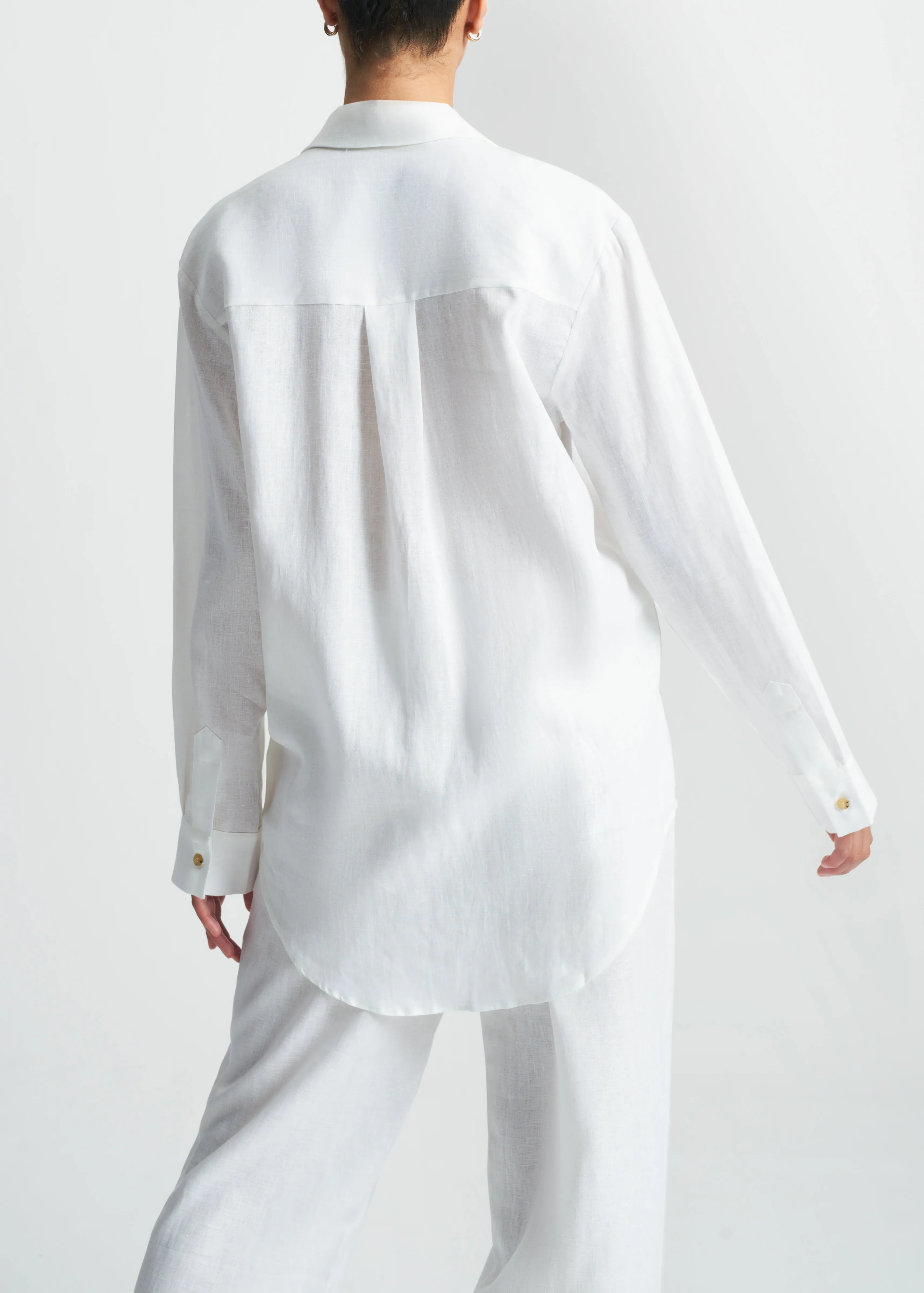 London Pyjama Top White Organic Linen