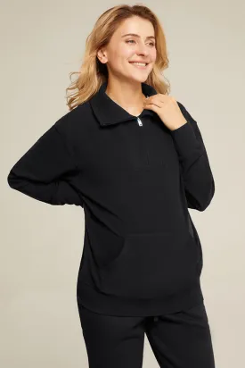 Maacie Maternity Dropped Shoulder Long Sleeve Lapel Collar Hoodies