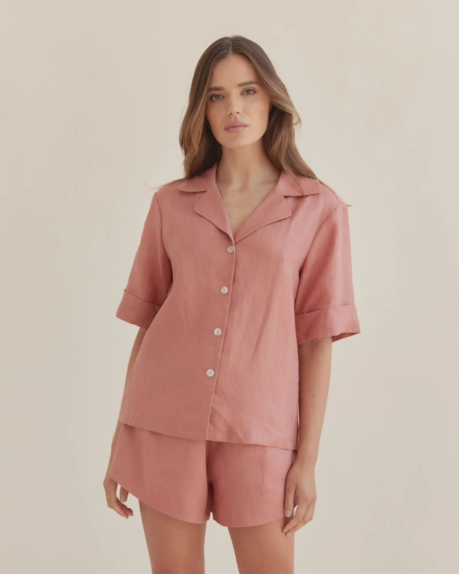 Maelle Linen Shirt - Dusty Pink