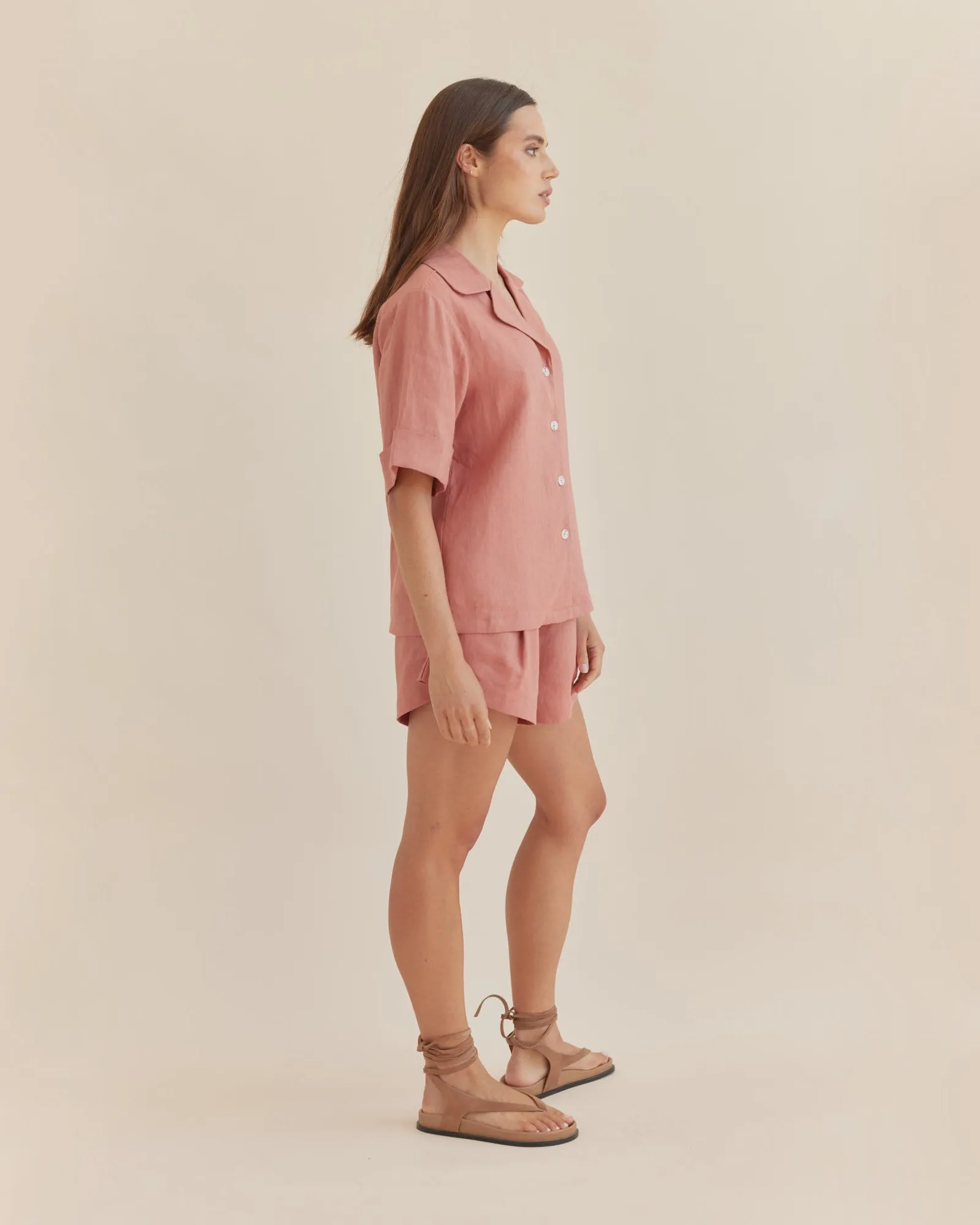 Maelle Linen Shirt - Dusty Pink