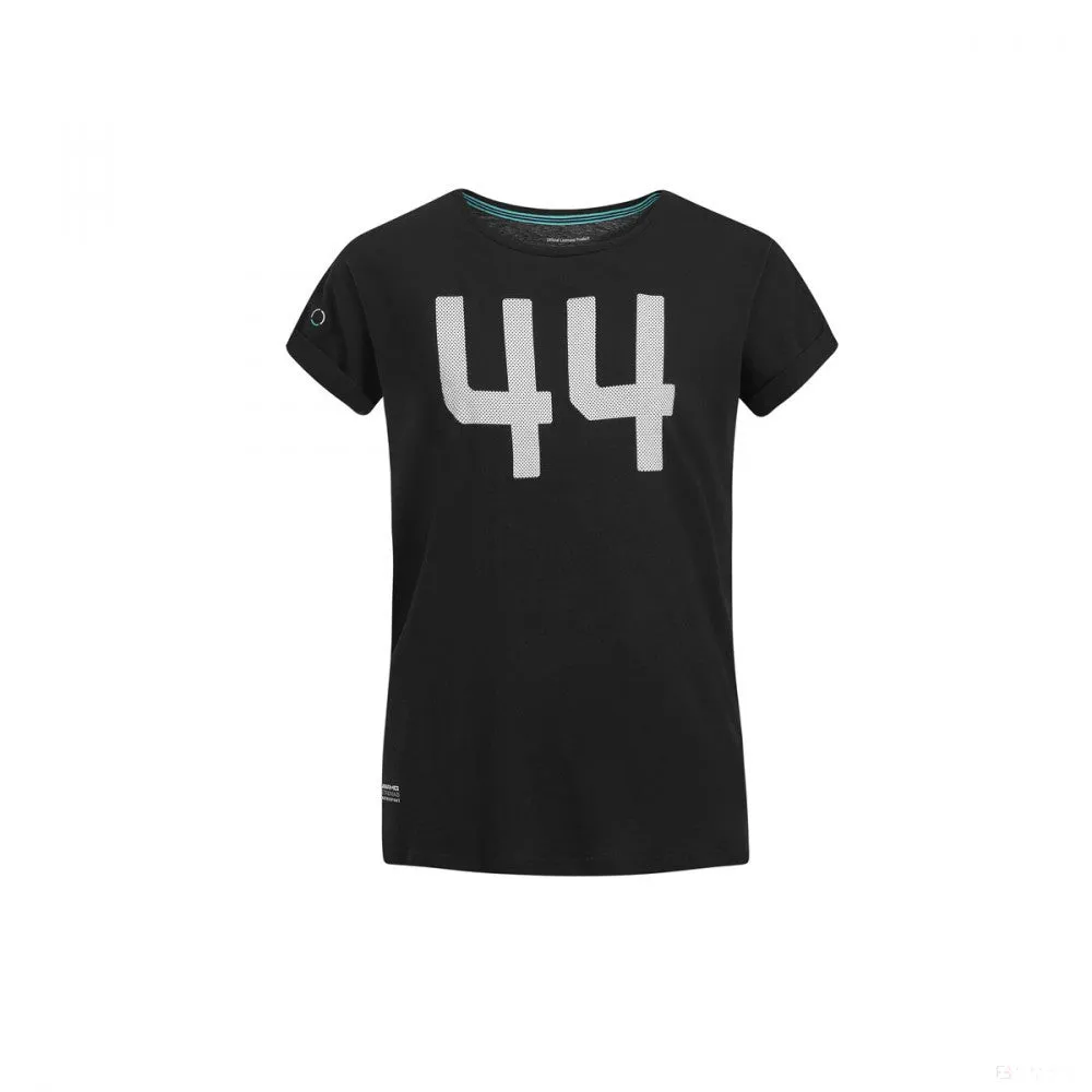 Mercedes Womens T-shirt, Lewis Hamilton #44, Black, 2019