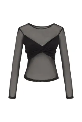 Mesh Twist Top - Black