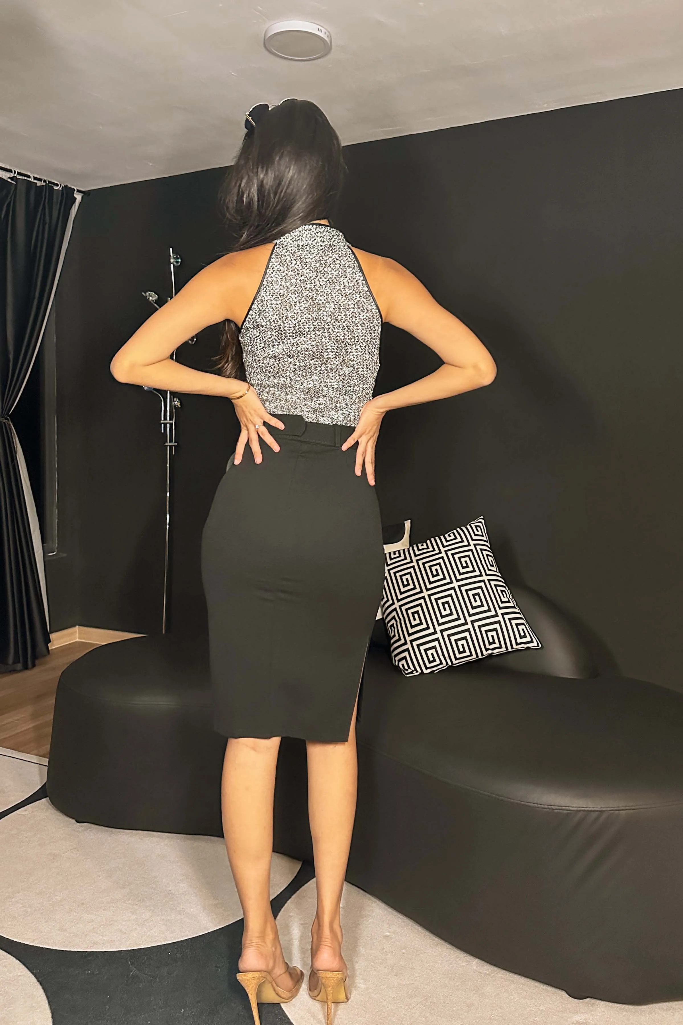 Millie Belted High-waisted Pencil Skirt