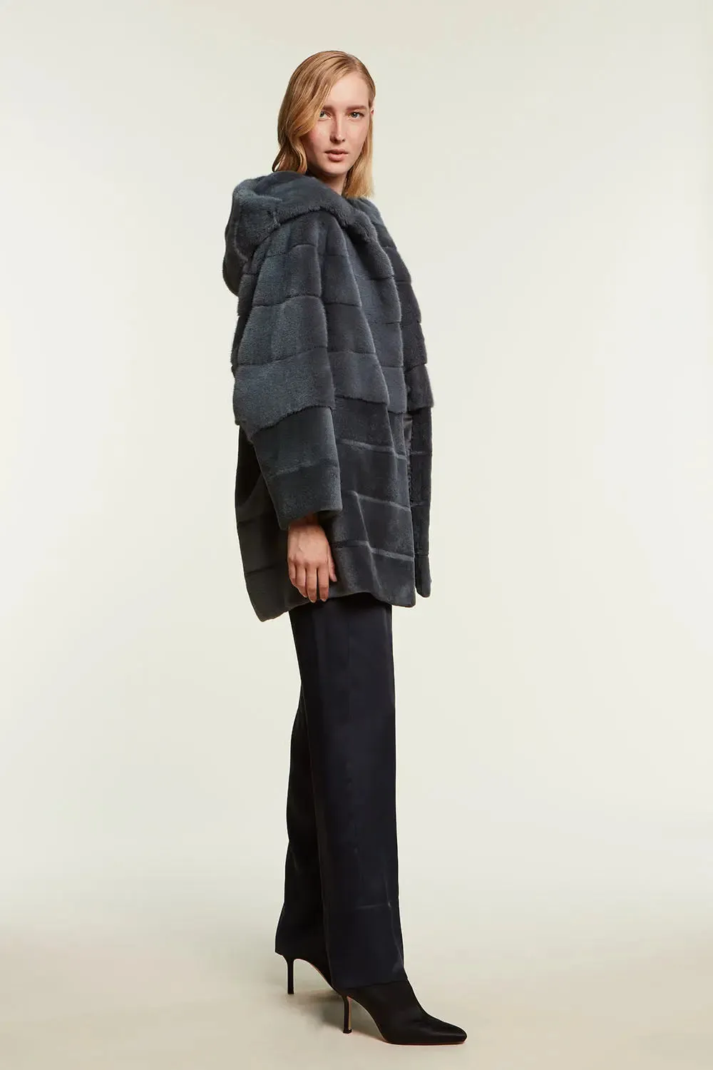 Mink coat with sheared and not sheared mink