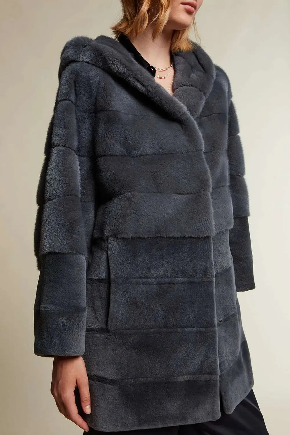 Mink coat with sheared and not sheared mink