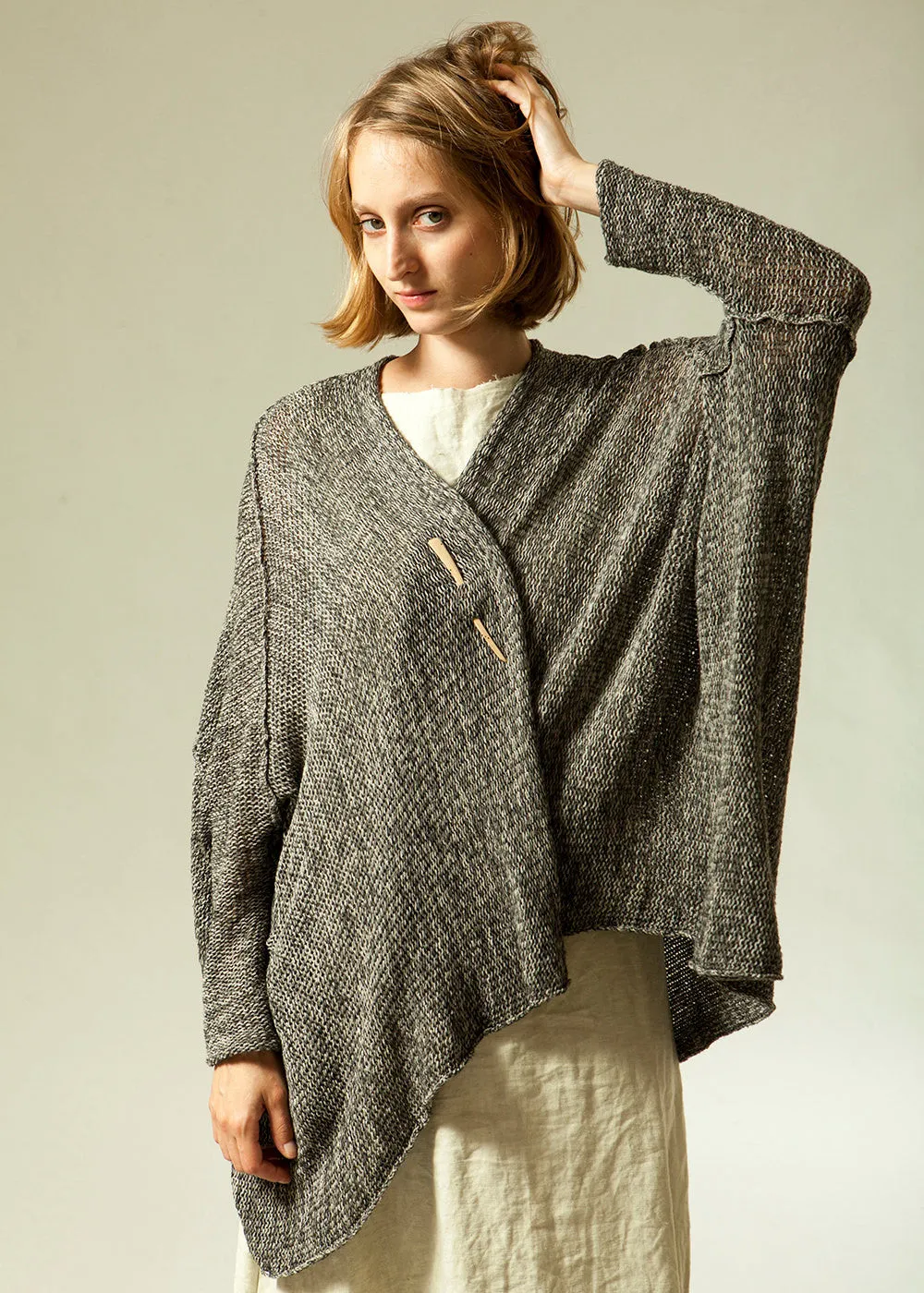 Oversized Gray knit sweater coat