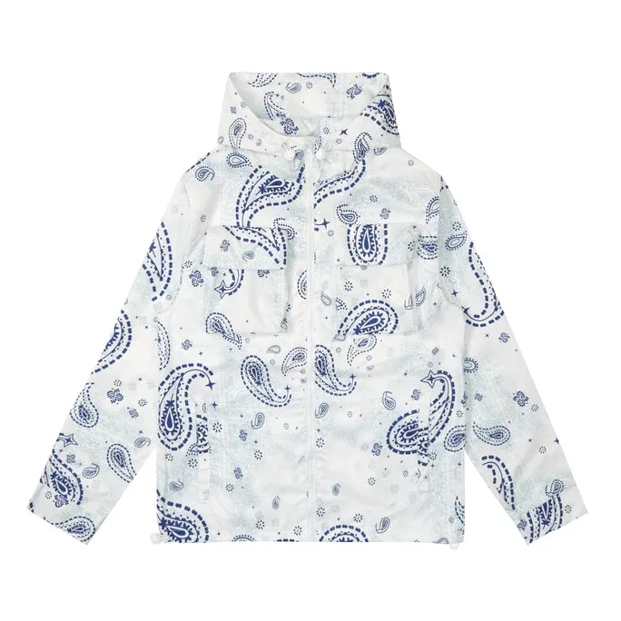 Paisley Full Zip Windbreaker Jacket - Blue