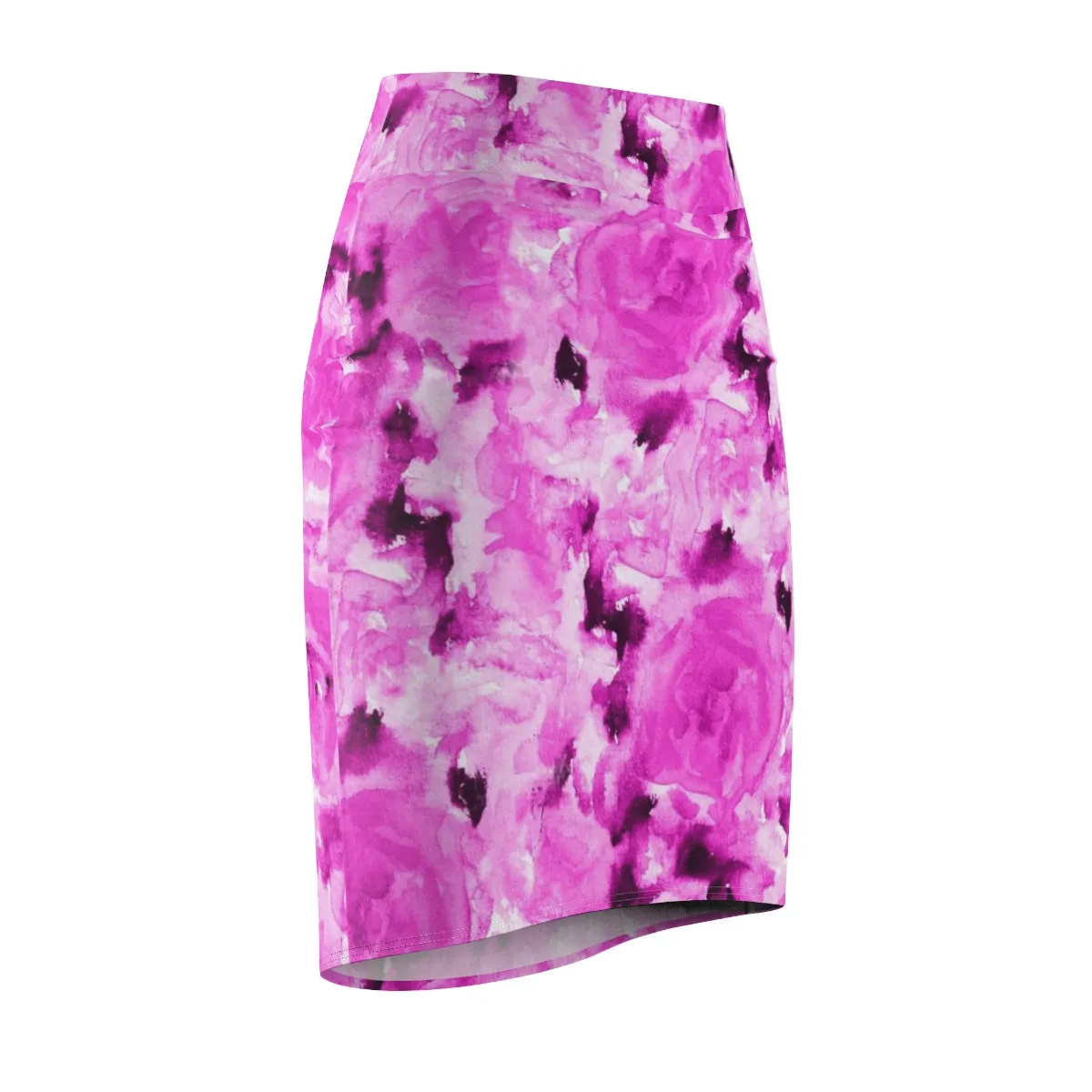 Pink Roses Pencil Skirt, Best Rose Floral Print Designer Women's Comfy Stretchy Pencil Skirt-Made in USA