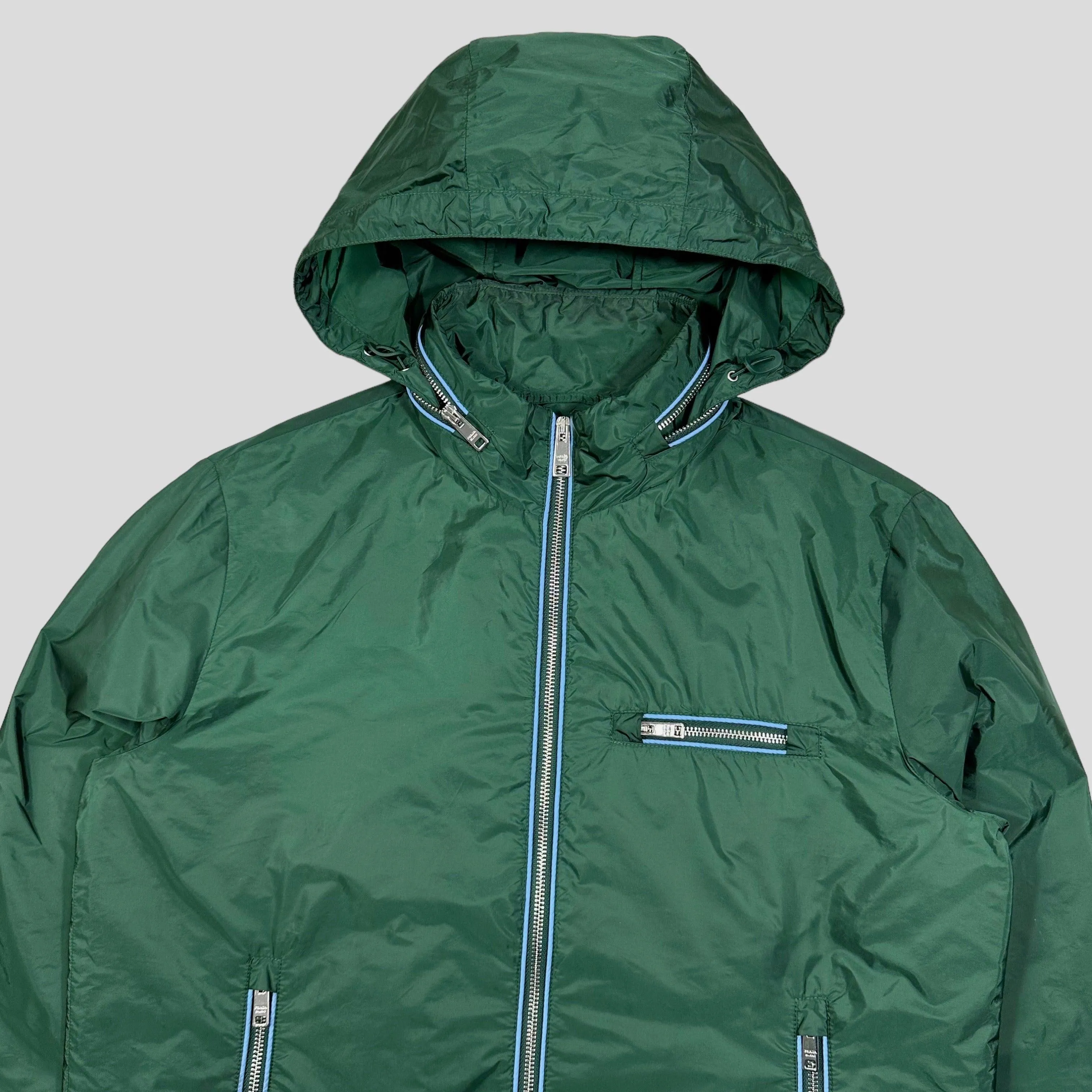 Prada Milano 2015 Emerald Contrast Zip Nylon Windbreaker