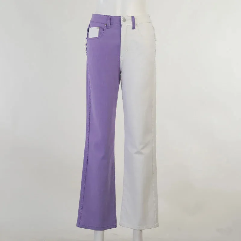 Retro Colorblock Straight-Leg Jeans