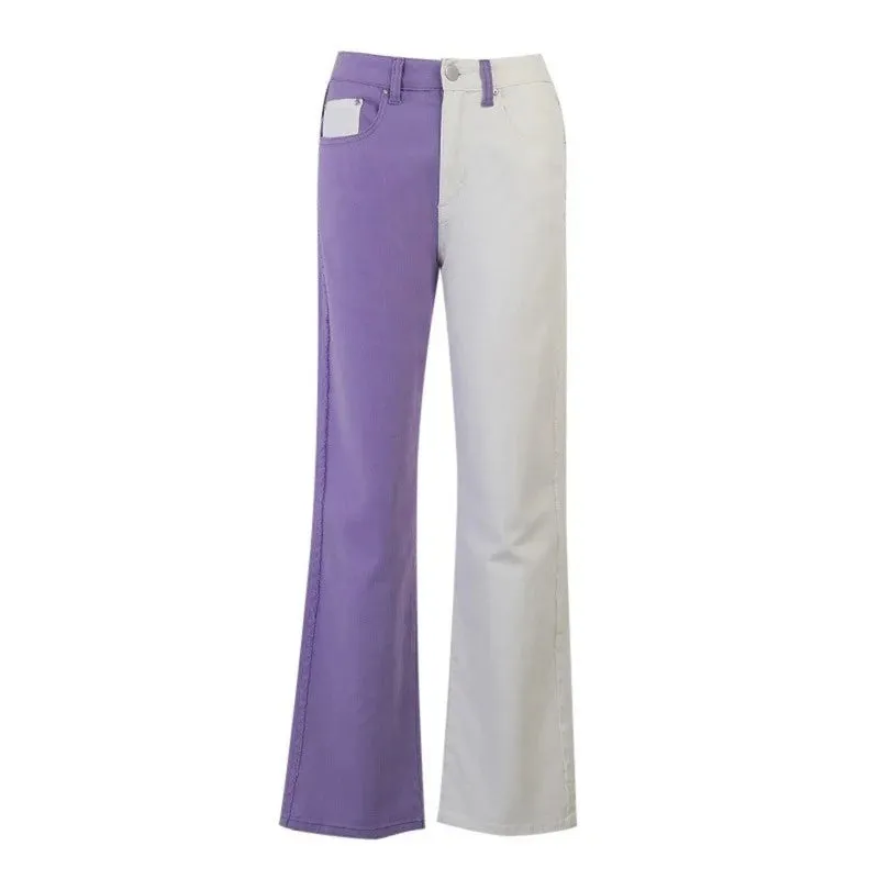 Retro Colorblock Straight-Leg Jeans