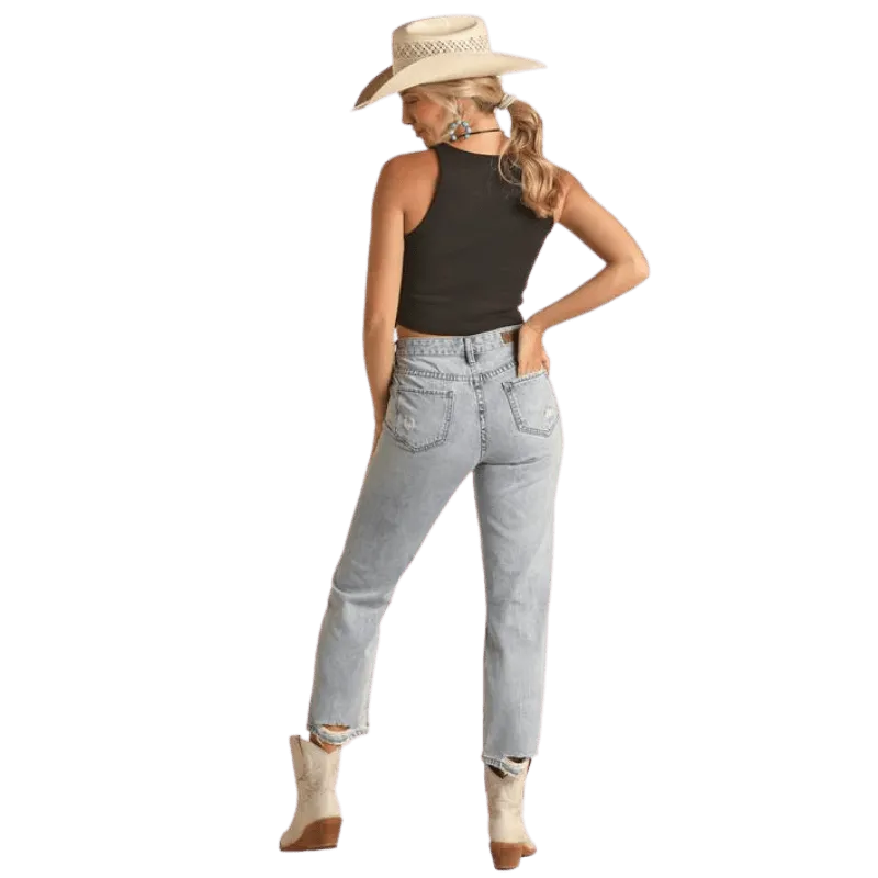 Rock & Roll Cowgirl High Rise Straight Leg Jeans RRWD9HR1C8