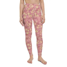 Rosy Floral Women's High-Waisted Yoga Pants