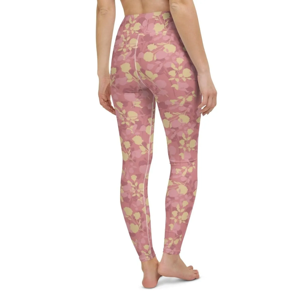 Rosy Floral Women's High-Waisted Yoga Pants