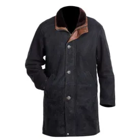 RW Authentic Sheepskin Longmire Black Genuine Leather Coat