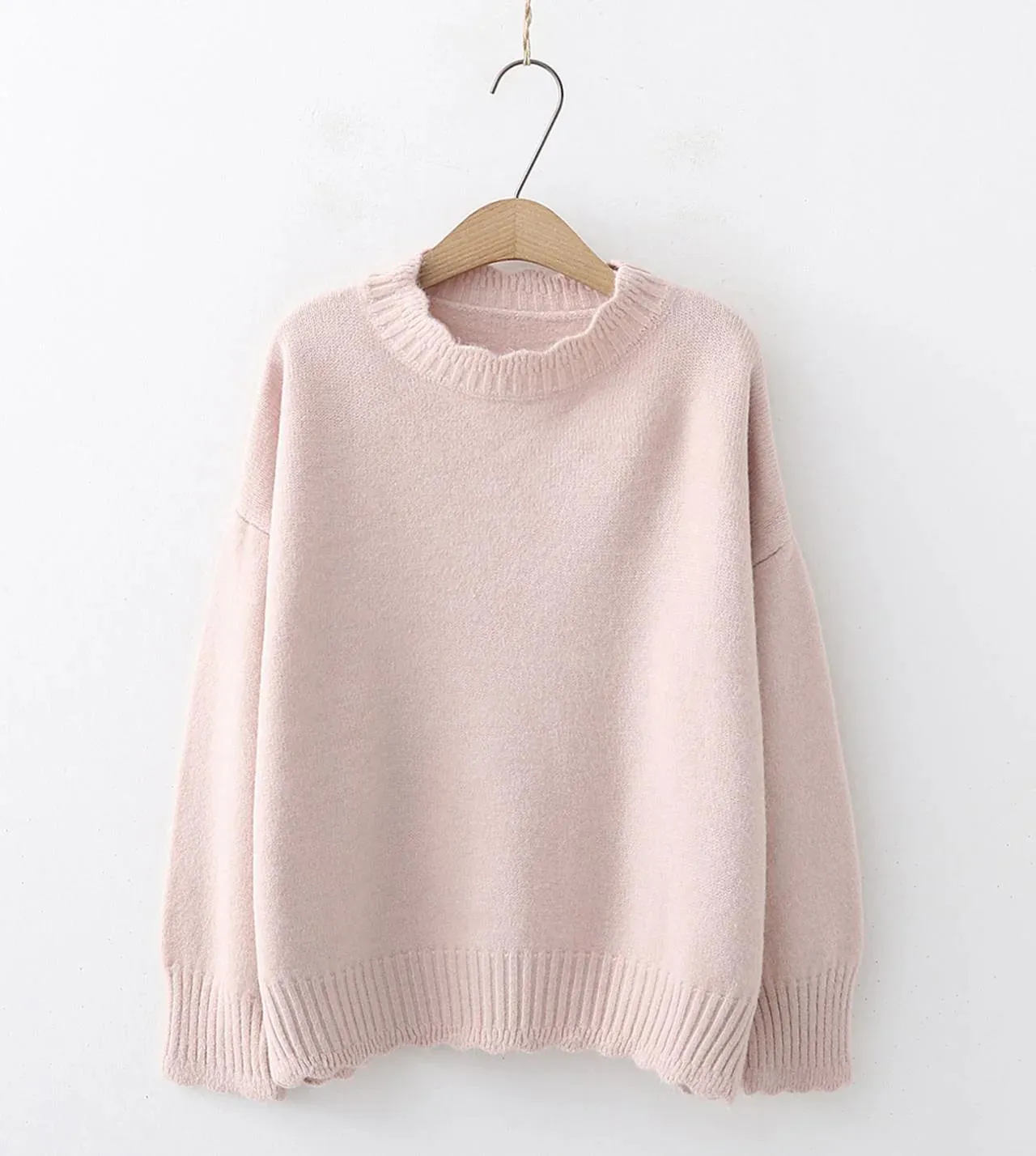 Simple round neck sweater long sleeve sweater     S2547