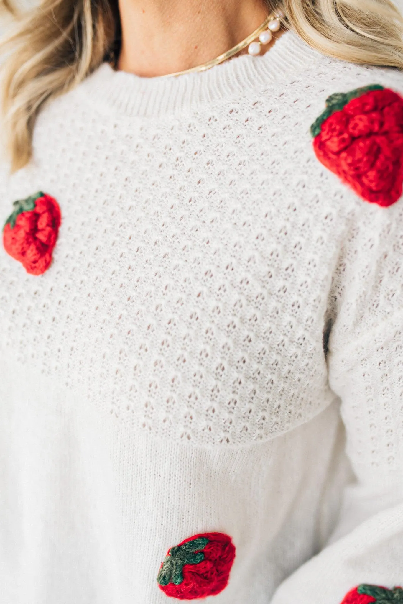 Simple Strawberry Textured Sweater