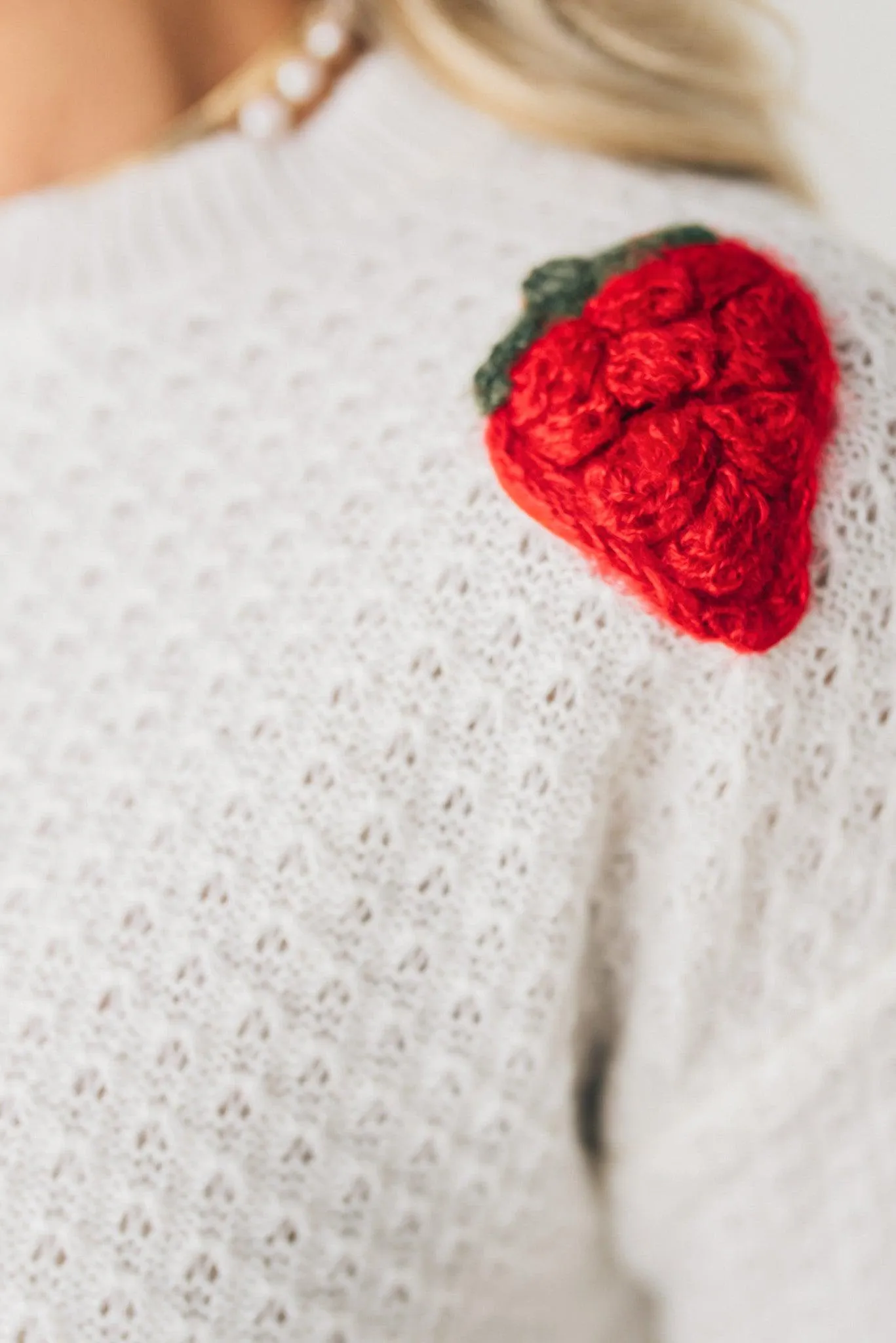 Simple Strawberry Textured Sweater