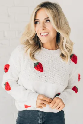 Simple Strawberry Textured Sweater