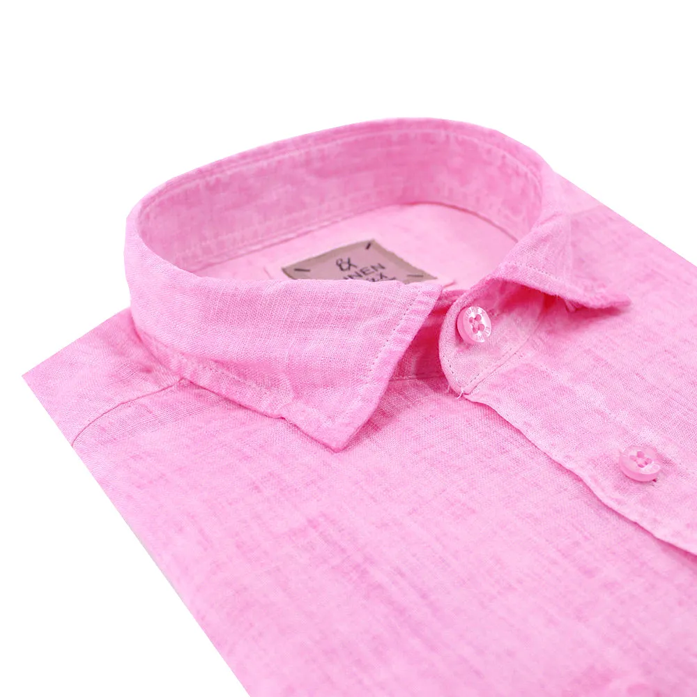 Solid Pink Linen Shirt