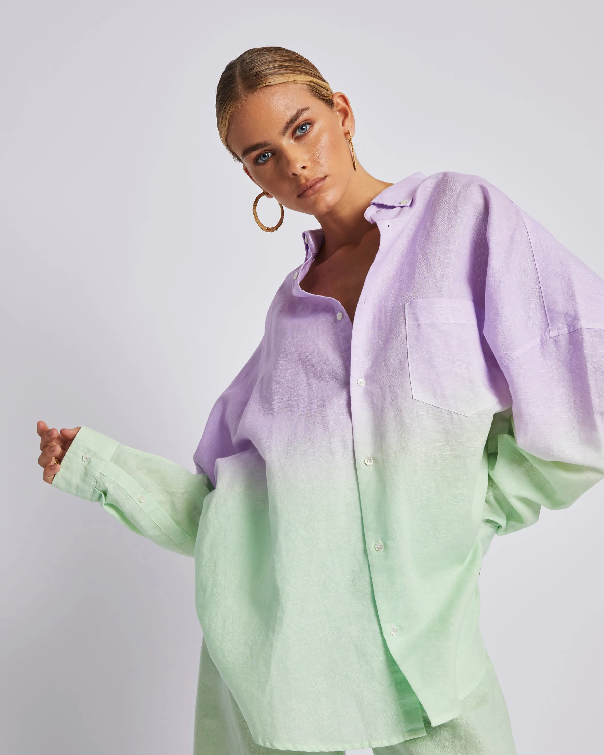 SUMMI SUMMI Womens Long Sleeve Oversized Linen Shirt - Fadey Lady