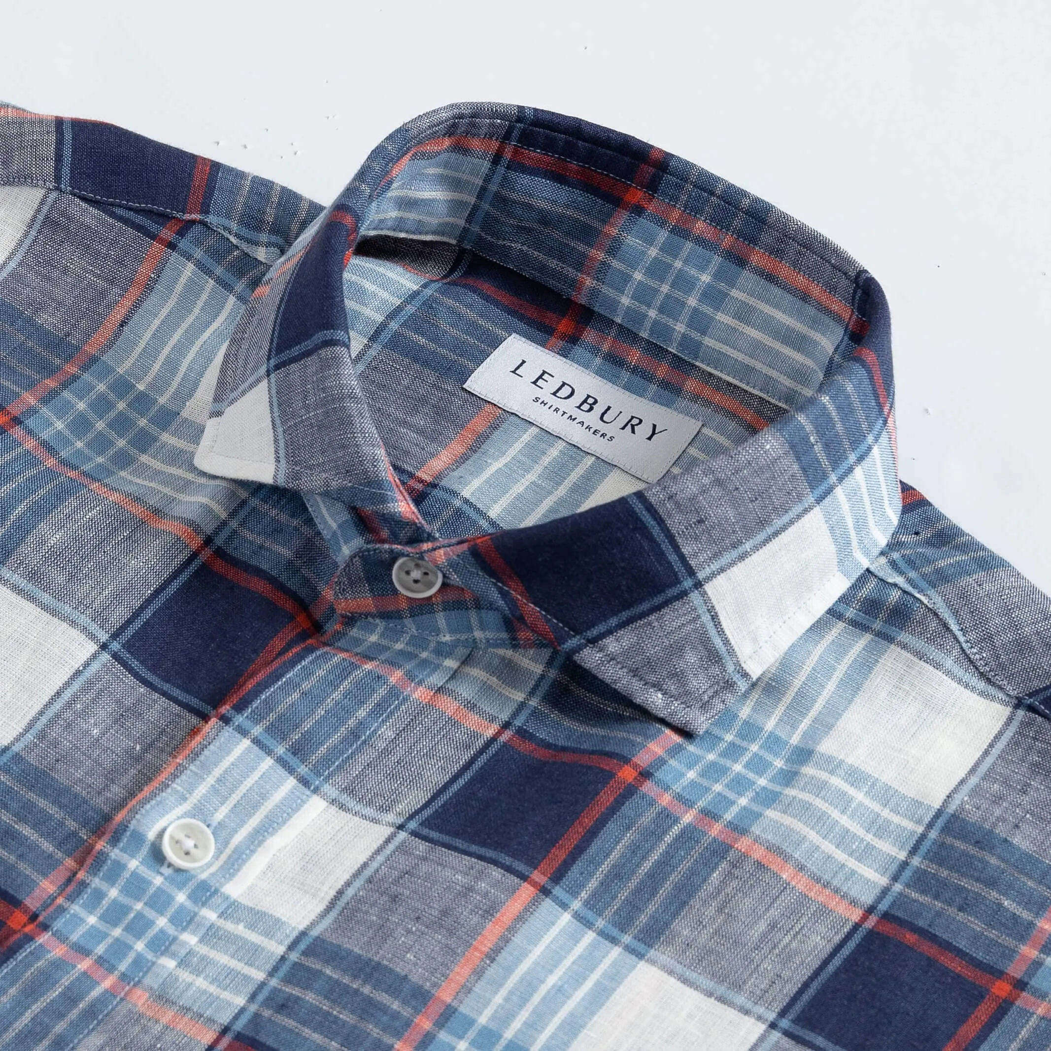 The Cadet Blue Okemo Plaid Linen Custom Shirt