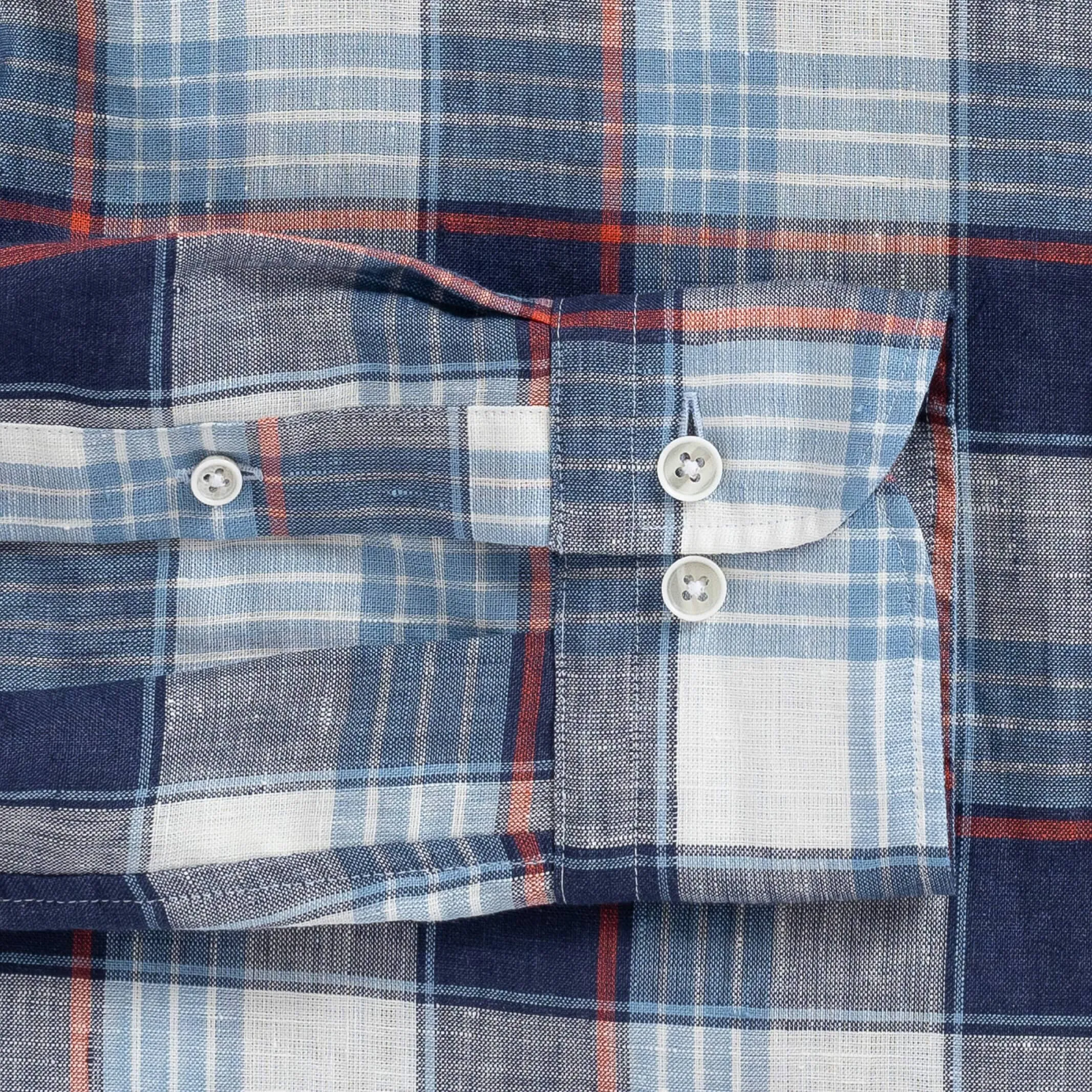 The Cadet Blue Okemo Plaid Linen Custom Shirt