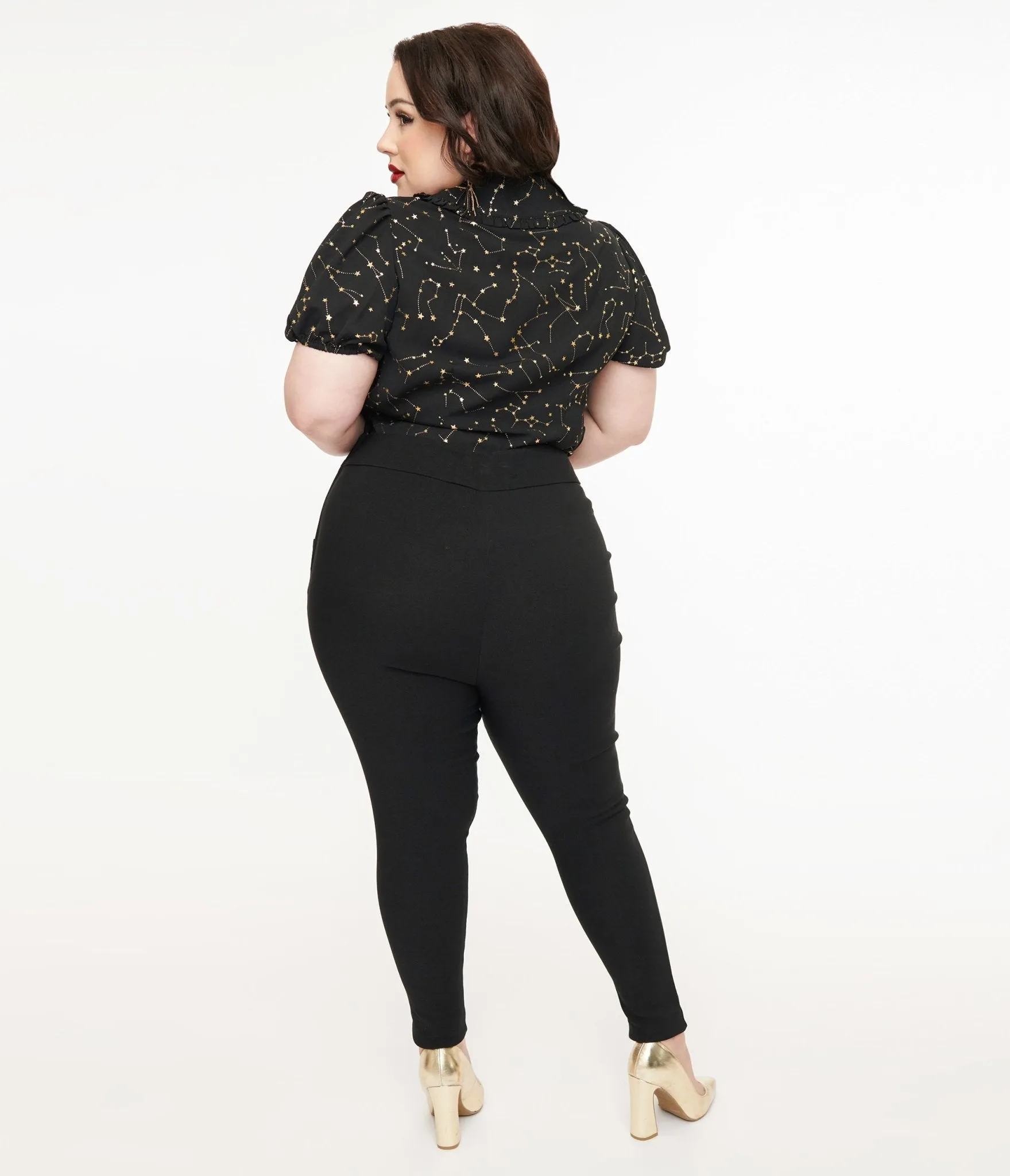 Unique Vintage Plus Size 1950s Black High Waisted Cigarette Pants