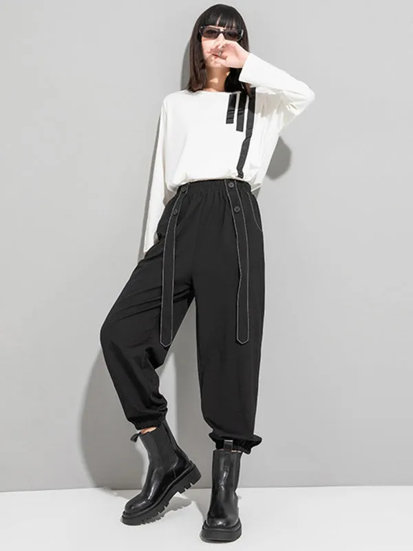 Urban High-Waisted Black Casual Pants Bottoms Harem Pants