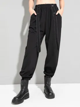 Urban High-Waisted Black Casual Pants Bottoms Harem Pants