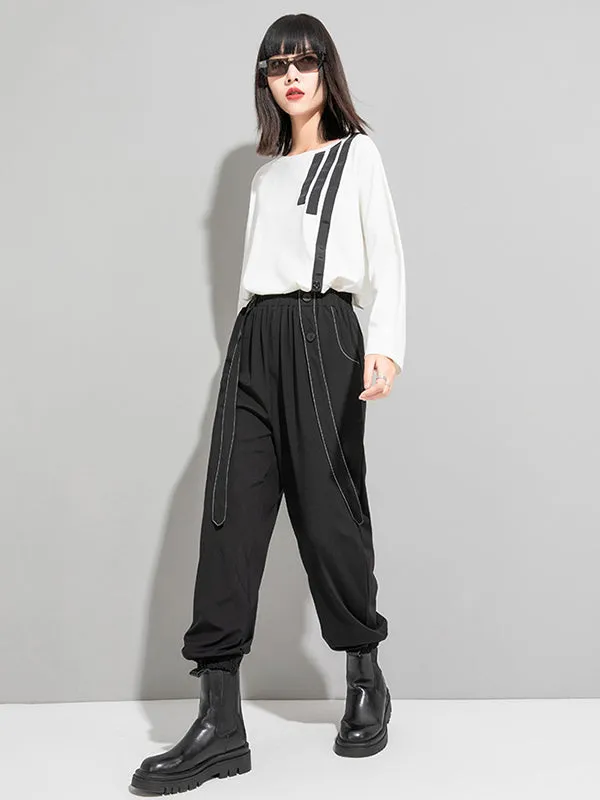 Urban High-Waisted Black Casual Pants Bottoms Harem Pants