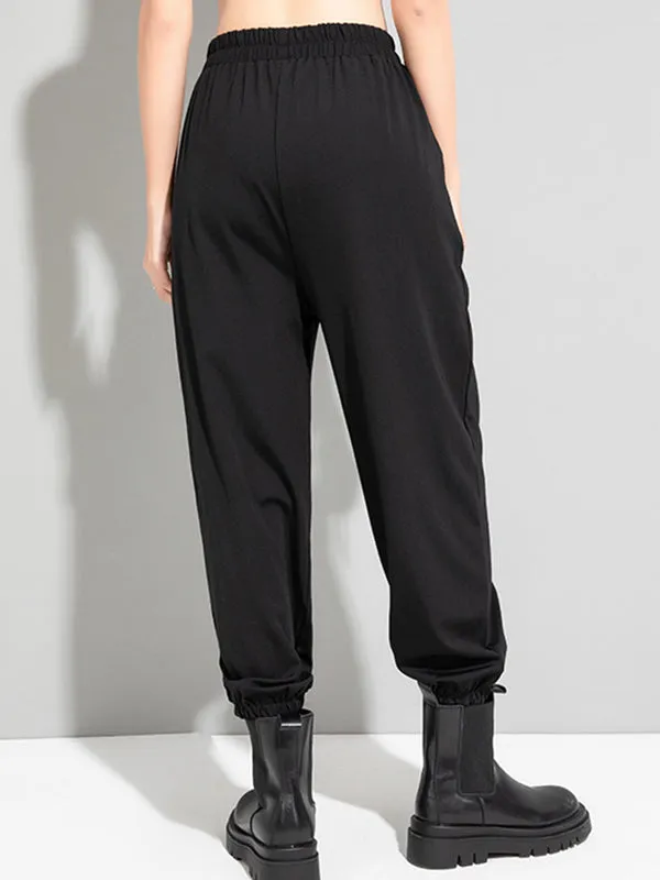 Urban High-Waisted Black Casual Pants Bottoms Harem Pants