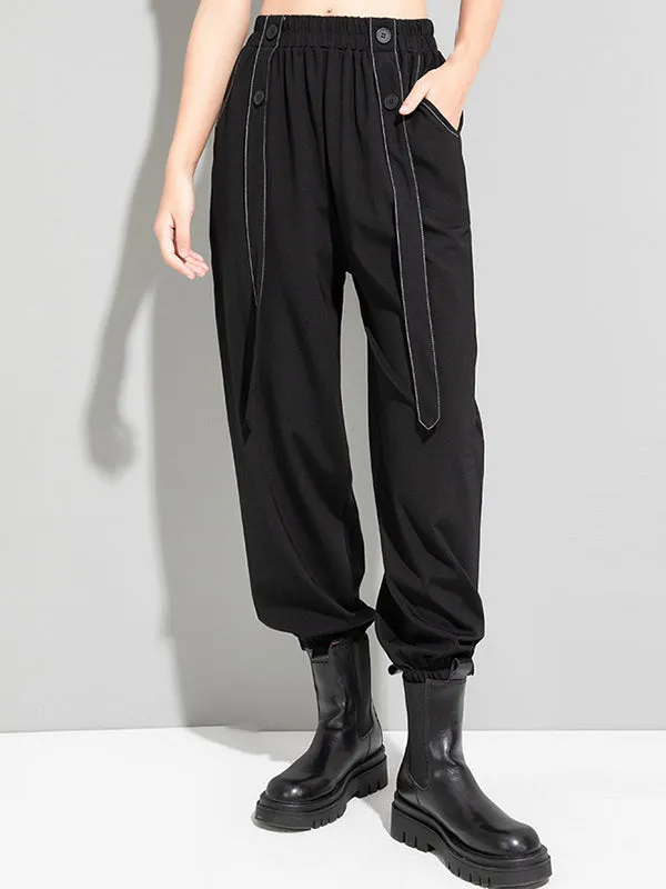 Urban High-Waisted Black Casual Pants Bottoms Harem Pants