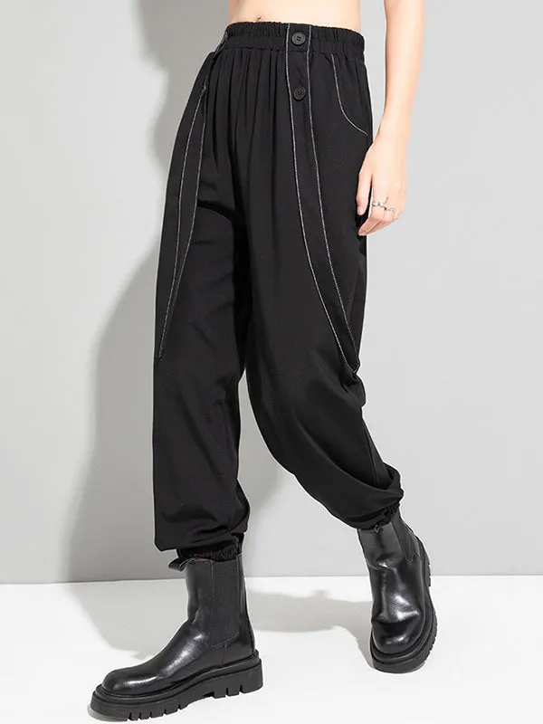 Urban High-Waisted Black Casual Pants Bottoms Harem Pants