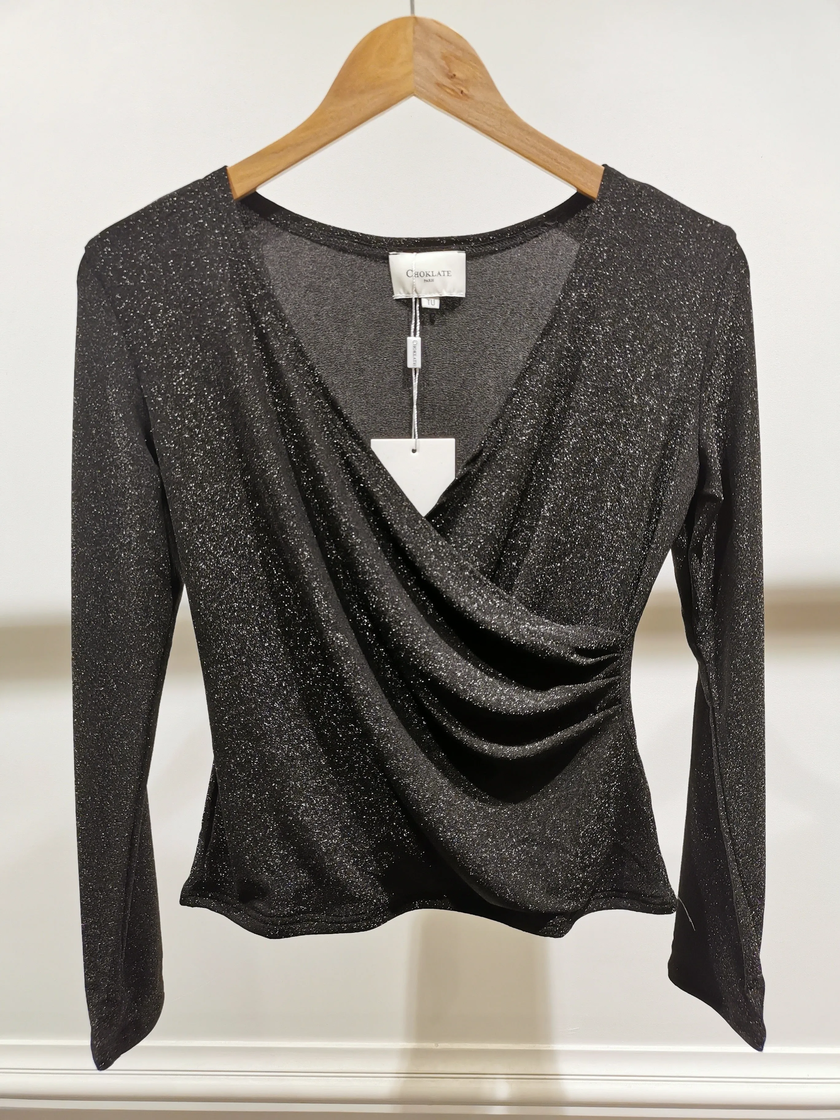 Veronika Sparkle V-Neck Long Sleeve Top