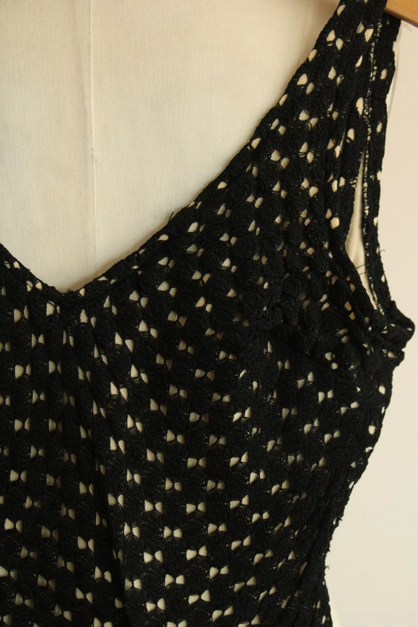 Vintage 1960s Black Crochet Swimsuit