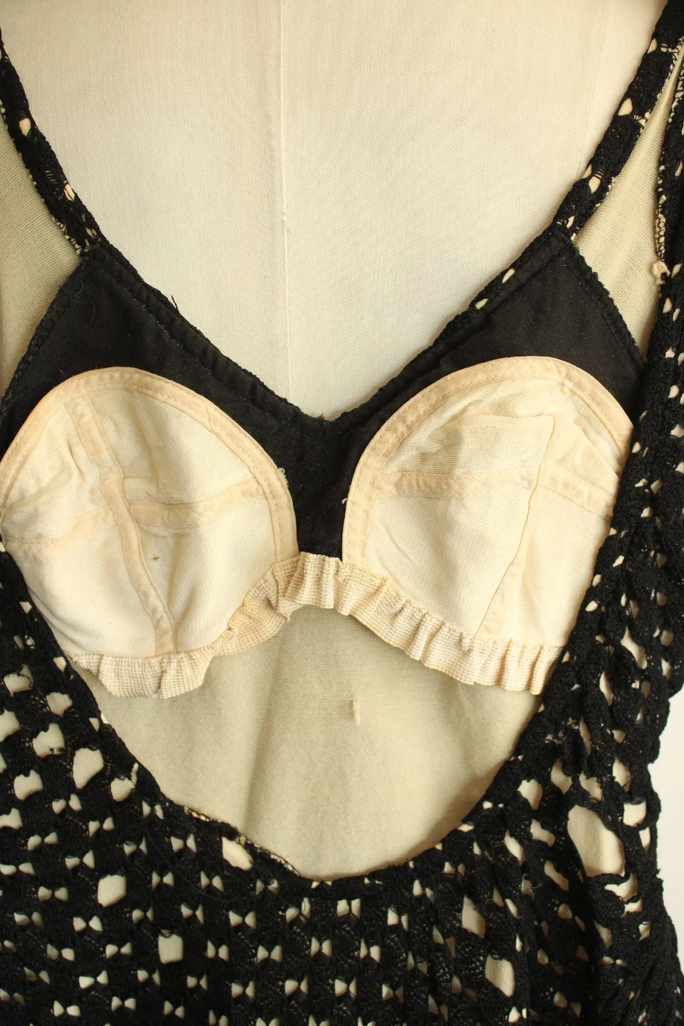 Vintage 1960s Black Crochet Swimsuit