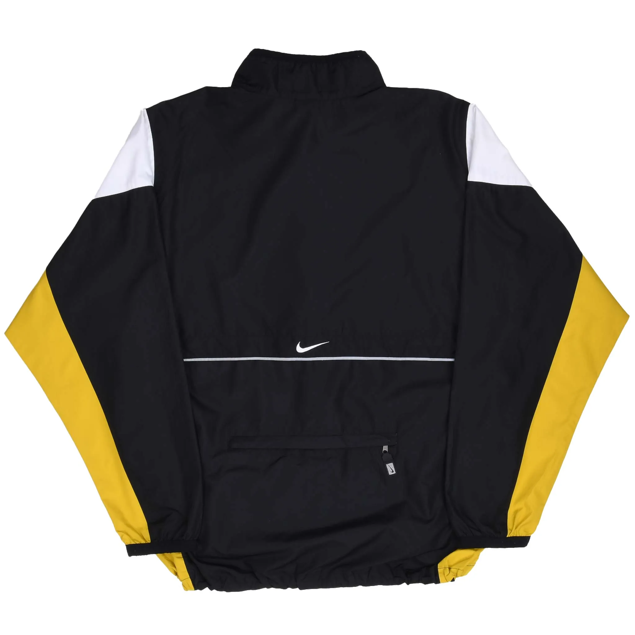 VINTAGE NIKE CLASSIC SWOOSH BLACK & YELLOW WINDBREAKER JACKET 1990S SIZE XL