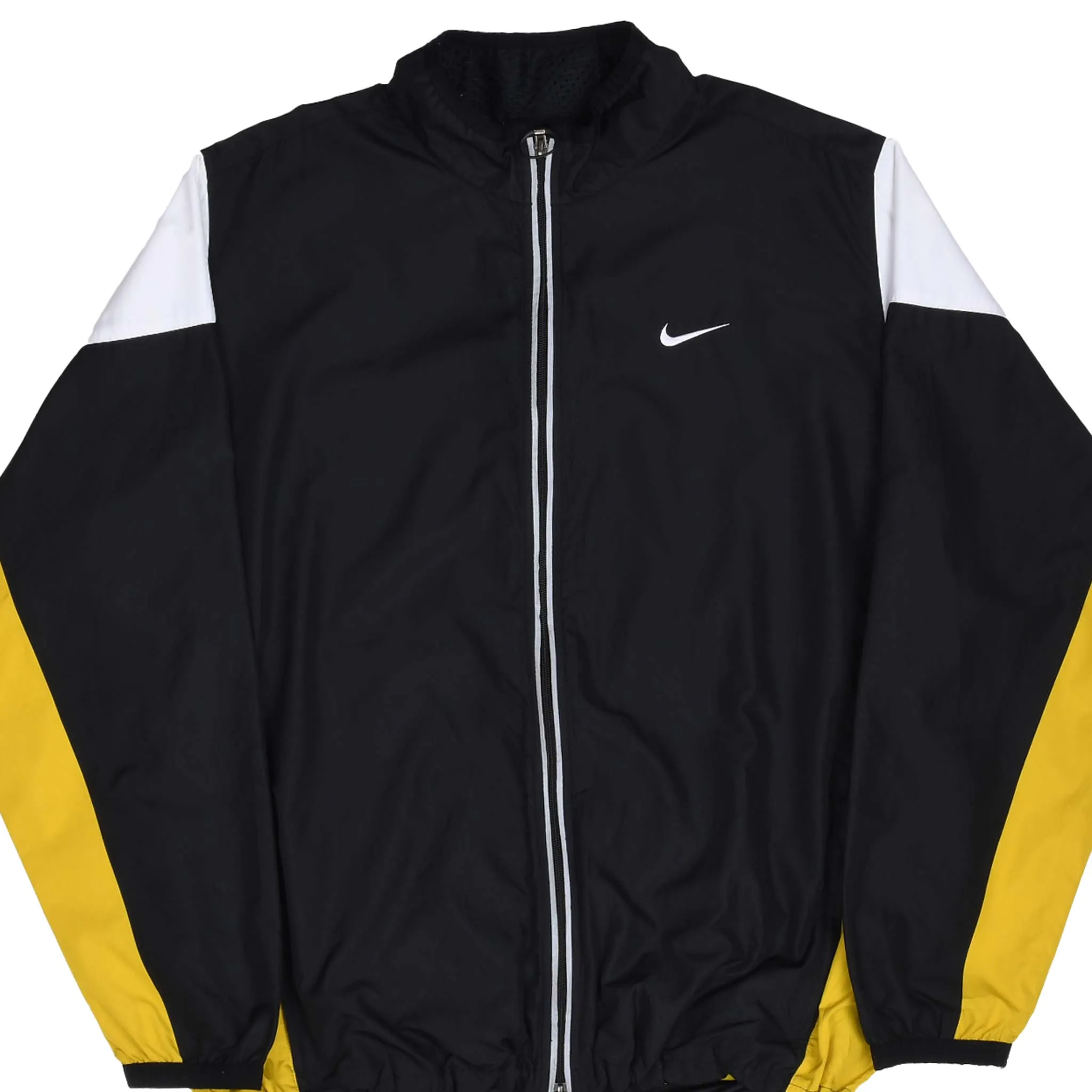 VINTAGE NIKE CLASSIC SWOOSH BLACK & YELLOW WINDBREAKER JACKET 1990S SIZE XL