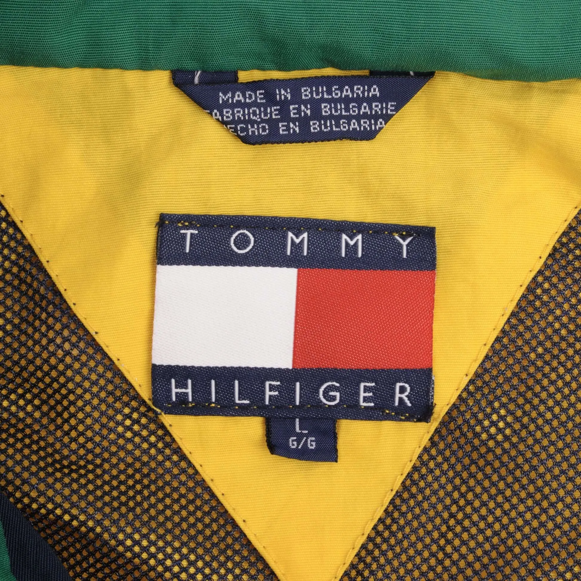 VINTAGE TOMMY HILFIGER YELLOW WINDBREAKER JACKET 1990S SIZE LARGE