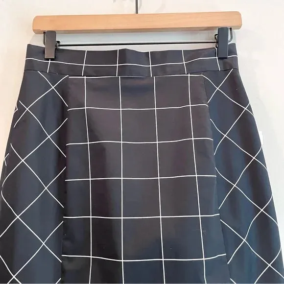 Windowpane Plaid Pencil Skirt