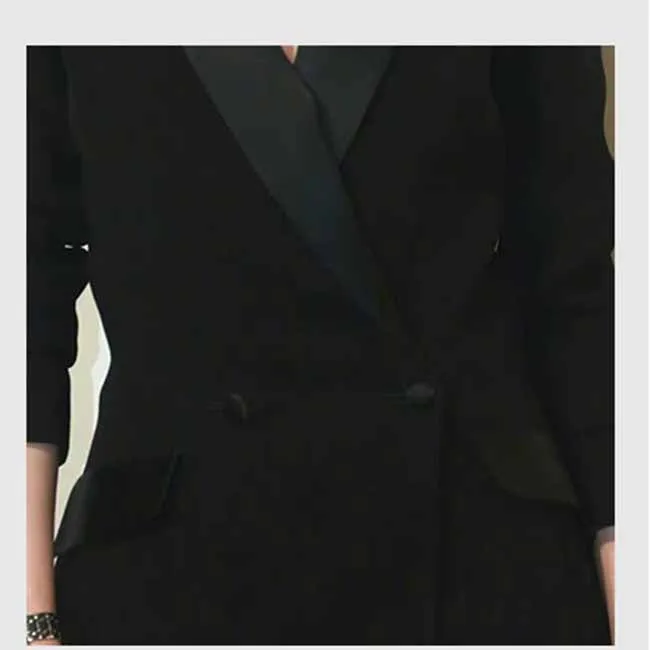 Women Double Breasted 2 Pieces Pantsuits Black Event Suits Formal Slim Suits