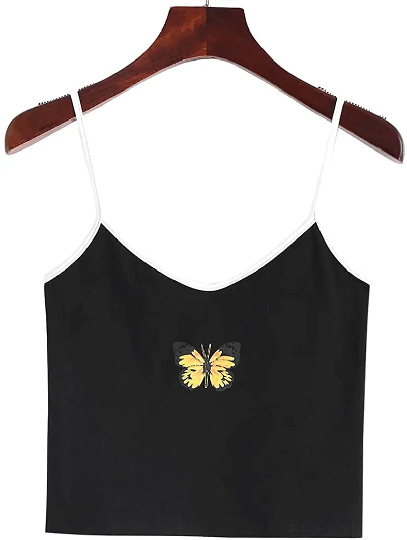 ZAFUL Women's Butterfly Graphic Tank Top Sleeveless Stretch Casual Basic Camisole